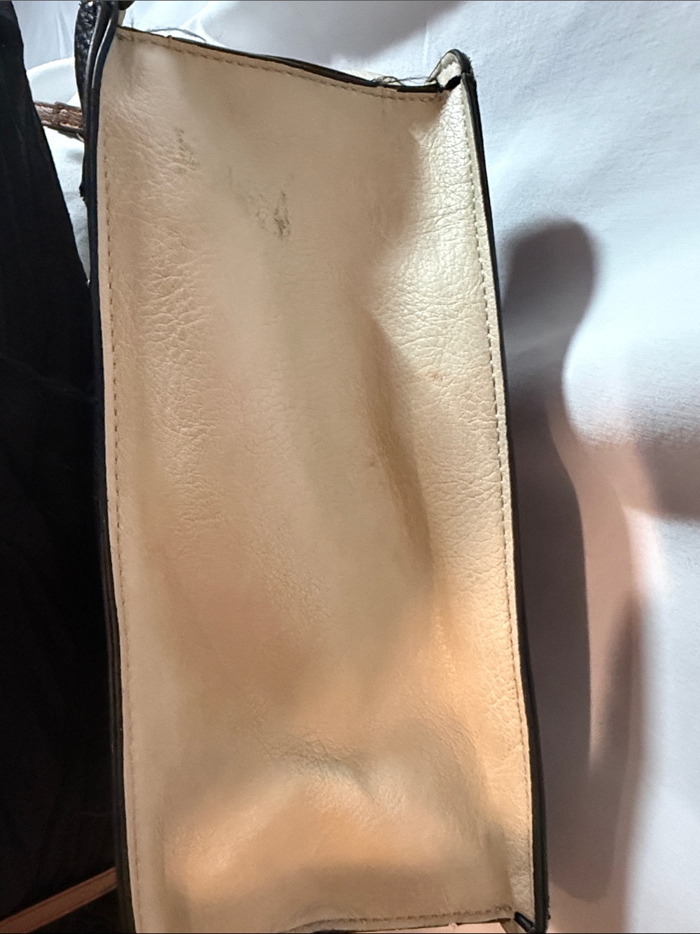 ALDO Colorblock Satchel Crossbody Bag Black Brown Cream Gold Hardware Purse - Picture 12 of 12